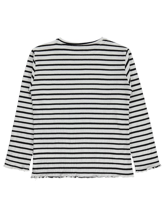 Civil Kız Çocuk Çizgili Sweatshirt | Jakarlı Süprem Uzun Kol | Okul Kreş ve Günlük Kullanım - Ekru