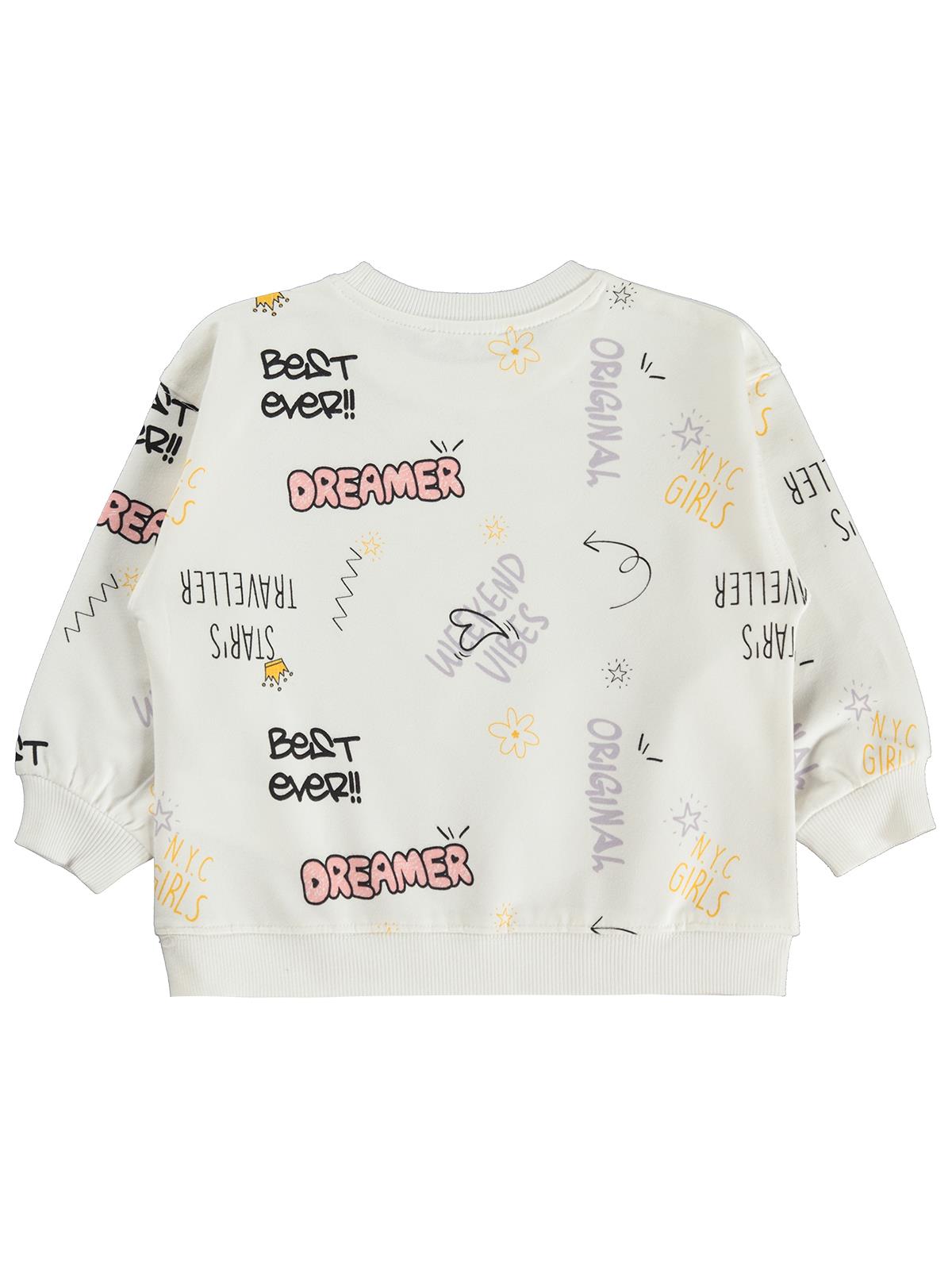 Civil Girls Best Ever Baskılı 2-5 Yaş Sweatshirt - Ekru
