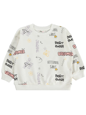 Civil Girls Best Ever Baskılı 2-5 Yaş Sweatshirt - Ekru