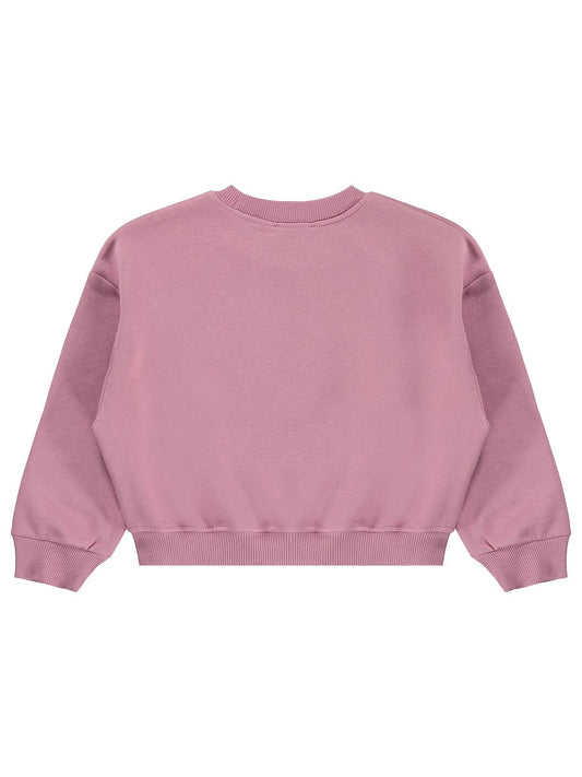 Civil Kız Çocuk Düz Sweatshirt | 3 İp Uzun Kol Bisiklet Yaka | Okul Kreş ve Günlük Kullanım - Pembe