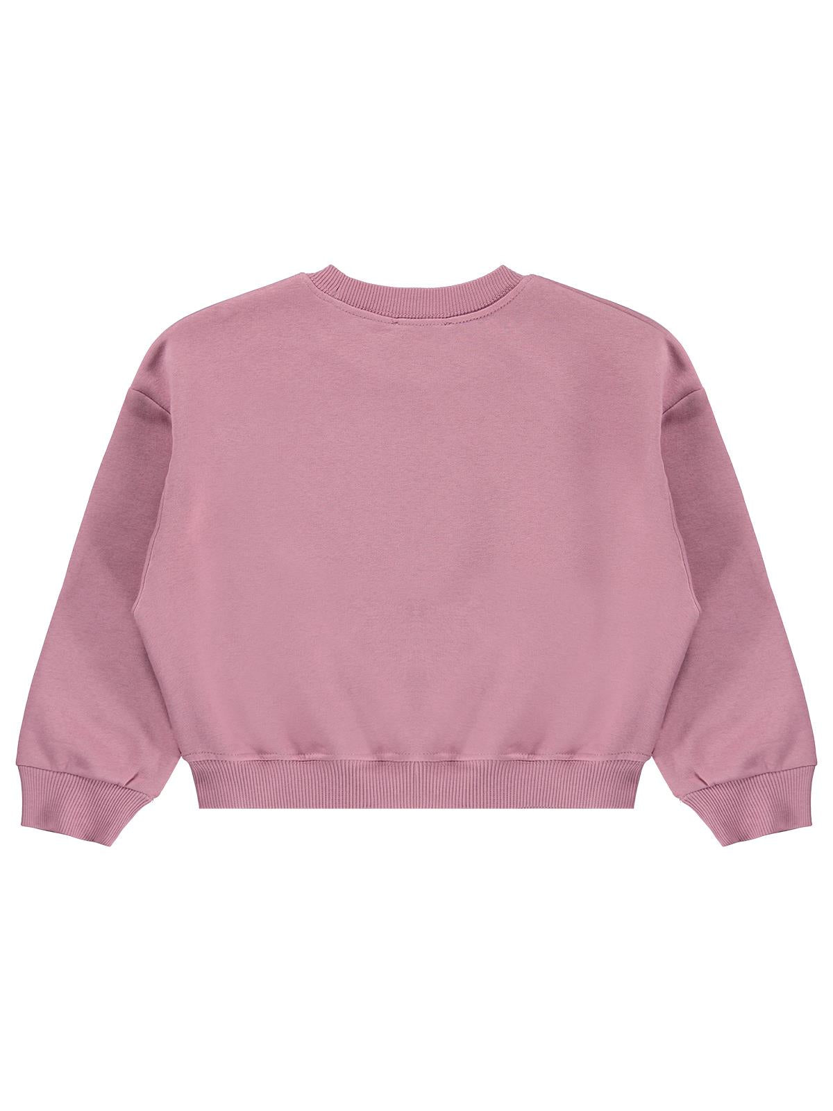 Civil Girls Kız Çocuk Düz Sweatshirt | 3 İp Uzun Kol Bisiklet Yaka | Okul Kreş ve Günlük Kullanım - Pembe