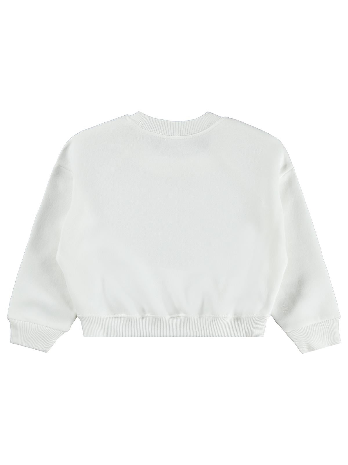 Civil Kız Çocuk Düz Sweatshirt | 3 İp Uzun Kol Bisiklet Yaka | Okul Kreş ve Günlük Kullanım - Ekru