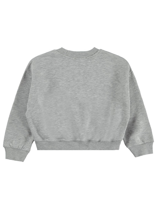 Civil Kız Çocuk Düz Sweatshirt | 3 İp Uzun Kol Bisiklet Yaka | Okul Kreş ve Günlük Kullanım - Gri