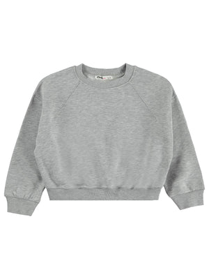 Civil Kız Çocuk Düz Sweatshirt | 3 İp Uzun Kol Bisiklet Yaka | Okul Kreş ve Günlük Kullanım - Gri