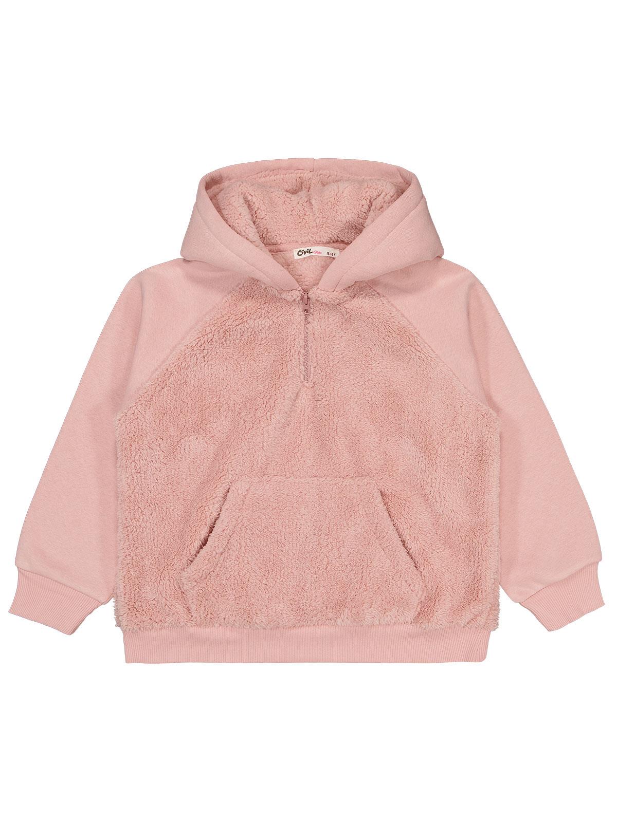 Civil Girls Fermuarlı 6-9 Yaş Sweatshirt - Pembe
