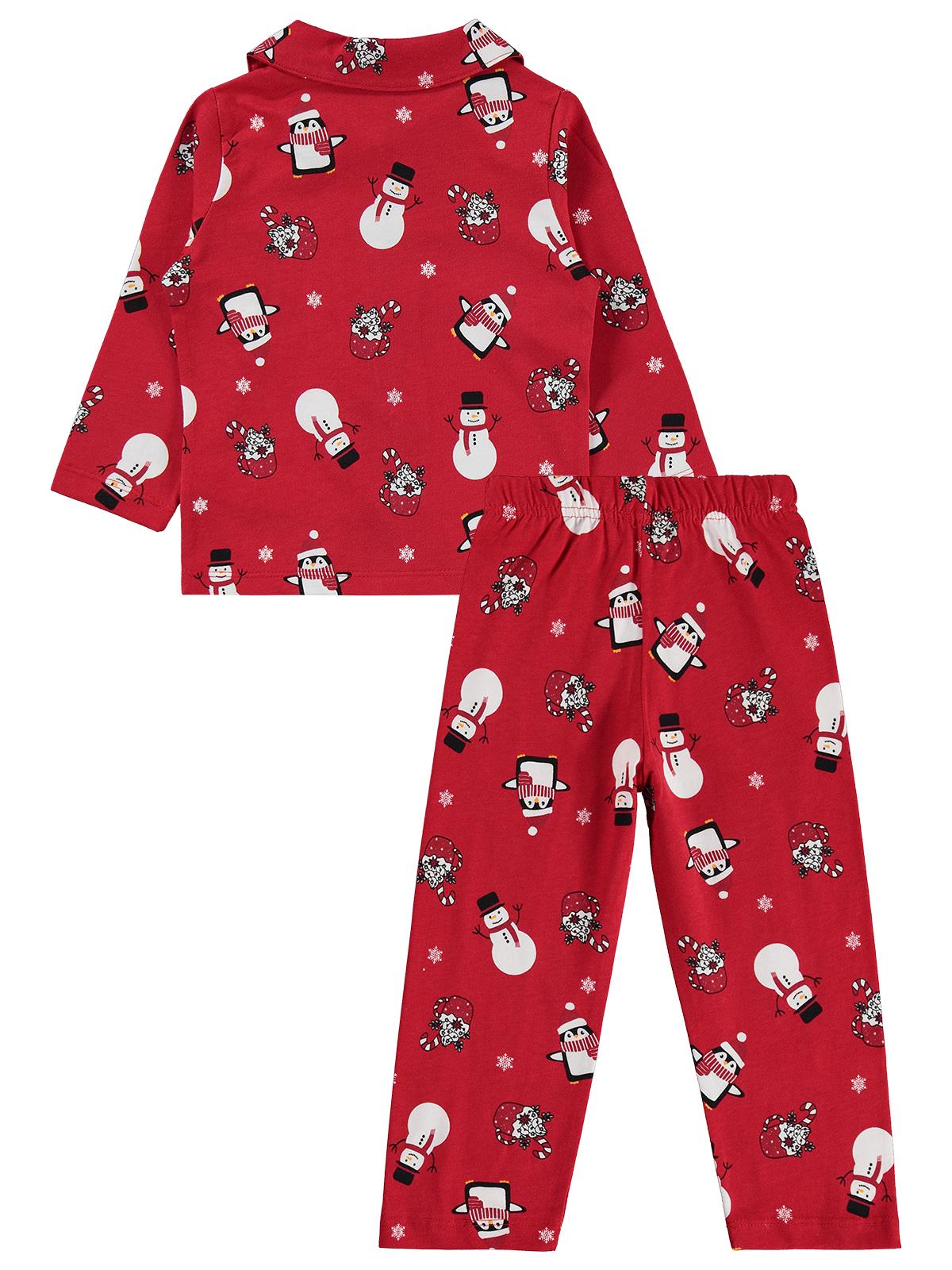 Civil Girls Kardan Adam Baskılı 2-5 Yaş Pijama Takımı - Kırmızı