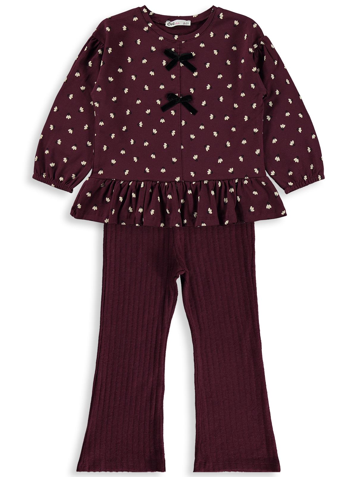 Civil Girls Çiçek Desenli 6-9 Yaş Takım - Lila