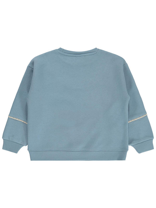 Civil Girls Çiçek Nakışlı 6-9 Yaş Sweatshirt - Mavi
