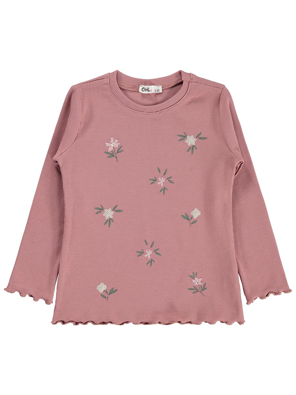 Civil Girls Çiçek Baskılı 2-5 Yaş Sweatshirt - Lila