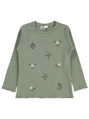 Civil Girls Çiçek Baskılı 2-5 Yaş Sweatshirt - Haki