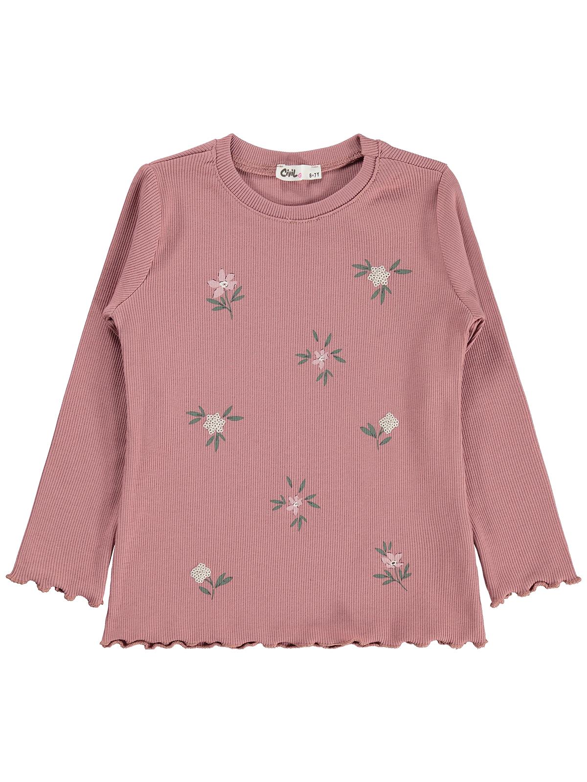 Civil Girls Çiçek Baskılı 6-9 Yaş Sweatshirt - Lila