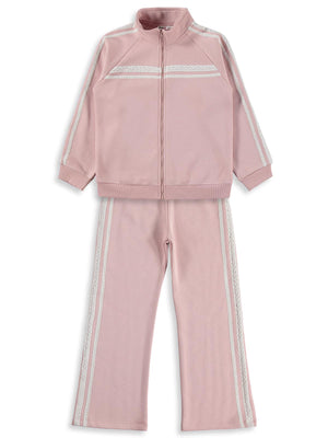 Civil Girls Dantel Şeritli 10-13 Yaş Eşofman Takımı - Pembe