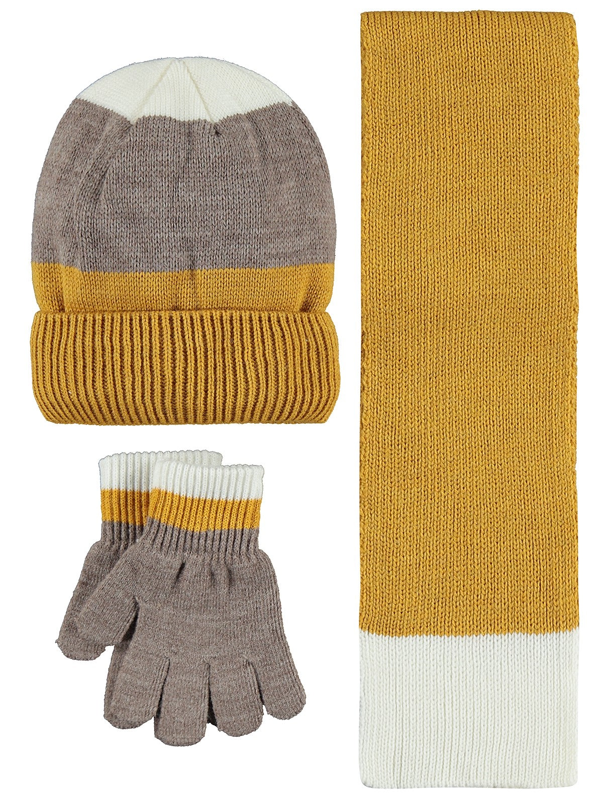 Civil Boys 10-13 Yaş Atkı Bere Eldiven Set - Hardal
