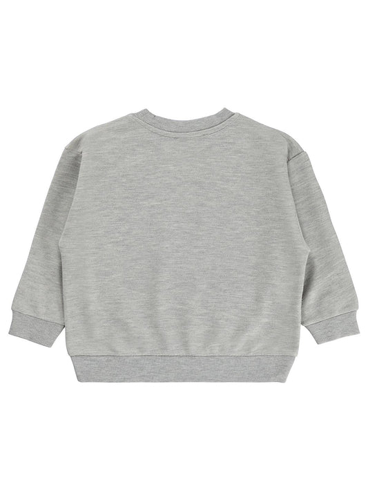 Civil Erkek Çocuk 26 Baskılı Sweatshirt | 2 İp Uzun Kol Bisiklet Yaka | Okul Kreş ve Günlük Kullanım - Gri