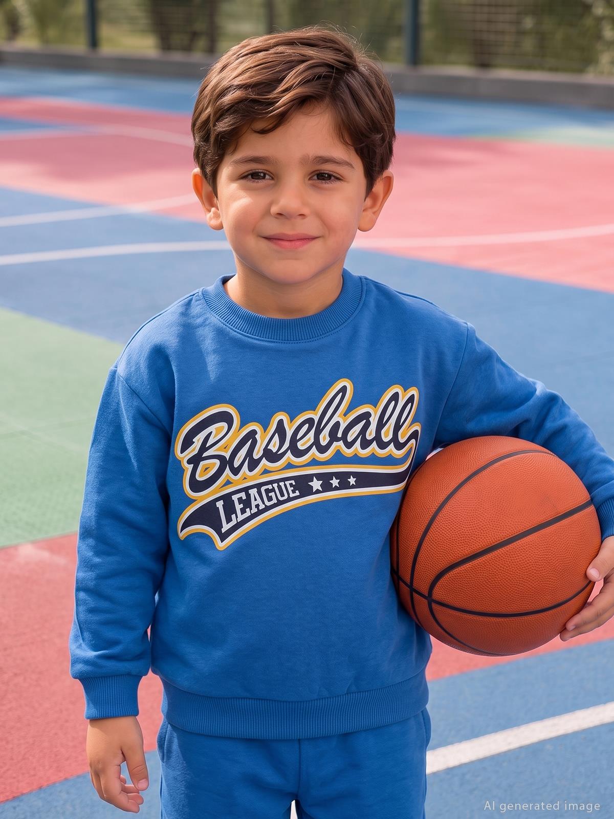 Civil Boys BASEBALL BASKILI 2-5 Yaş Sweatshirt - Mavi