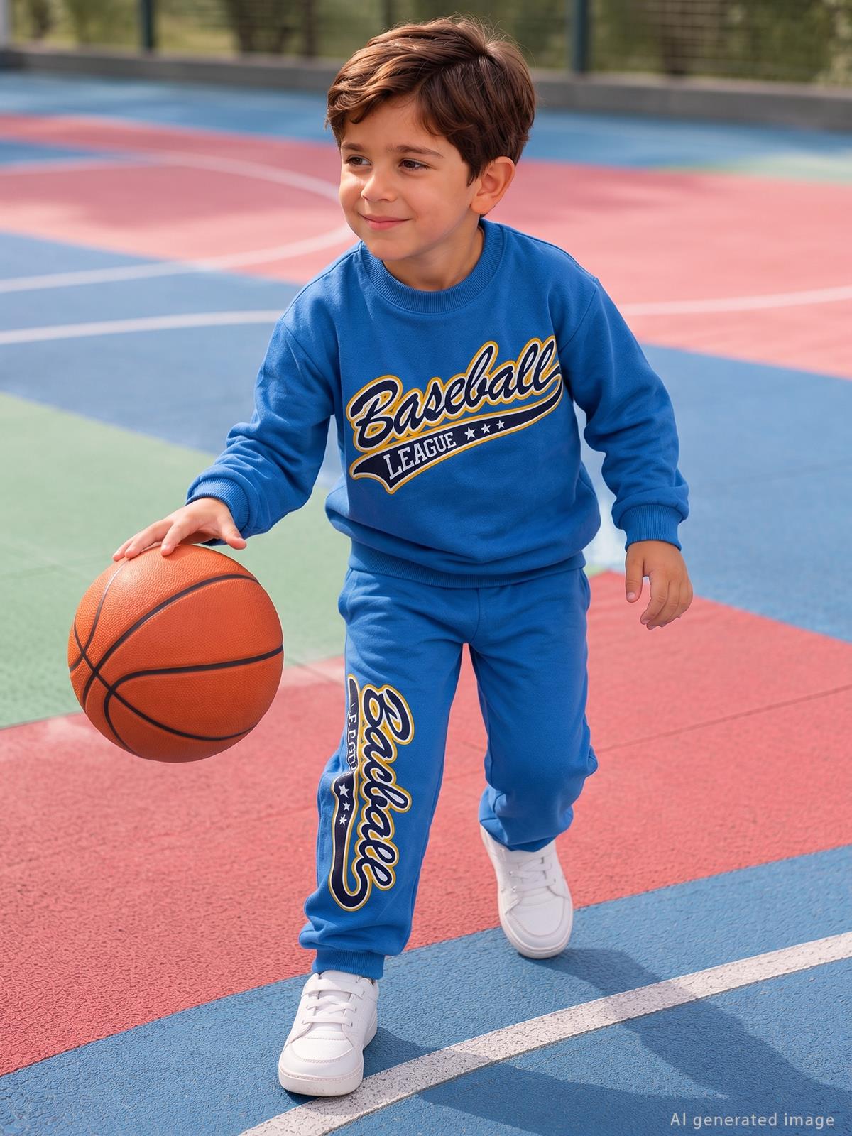 Civil Boys BASEBALL BASKILI 2-5 Yaş Sweatshirt - Mavi