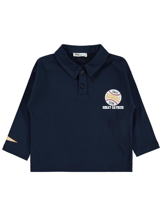 Civil Erkek Çocuk Baseball Baskılı Sweatshirt | Süprem Uzun Kol | Okul Kreş ve Günlük Kullanım - Lacivert