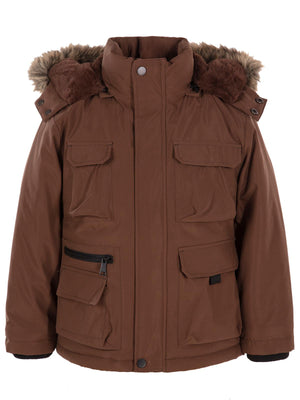 Civil Boys 4 Cepli Kürklü 10-13 Yaş Parka - Kahve