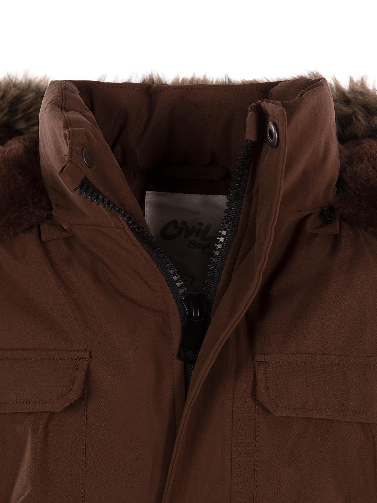 Civil Boys 4 Cepli Kürklü 10-13 Yaş Parka - Kahve