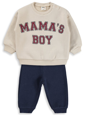 Civil Baby Mama's Boy Baskılı 6-18 Ay Takım - Ekru