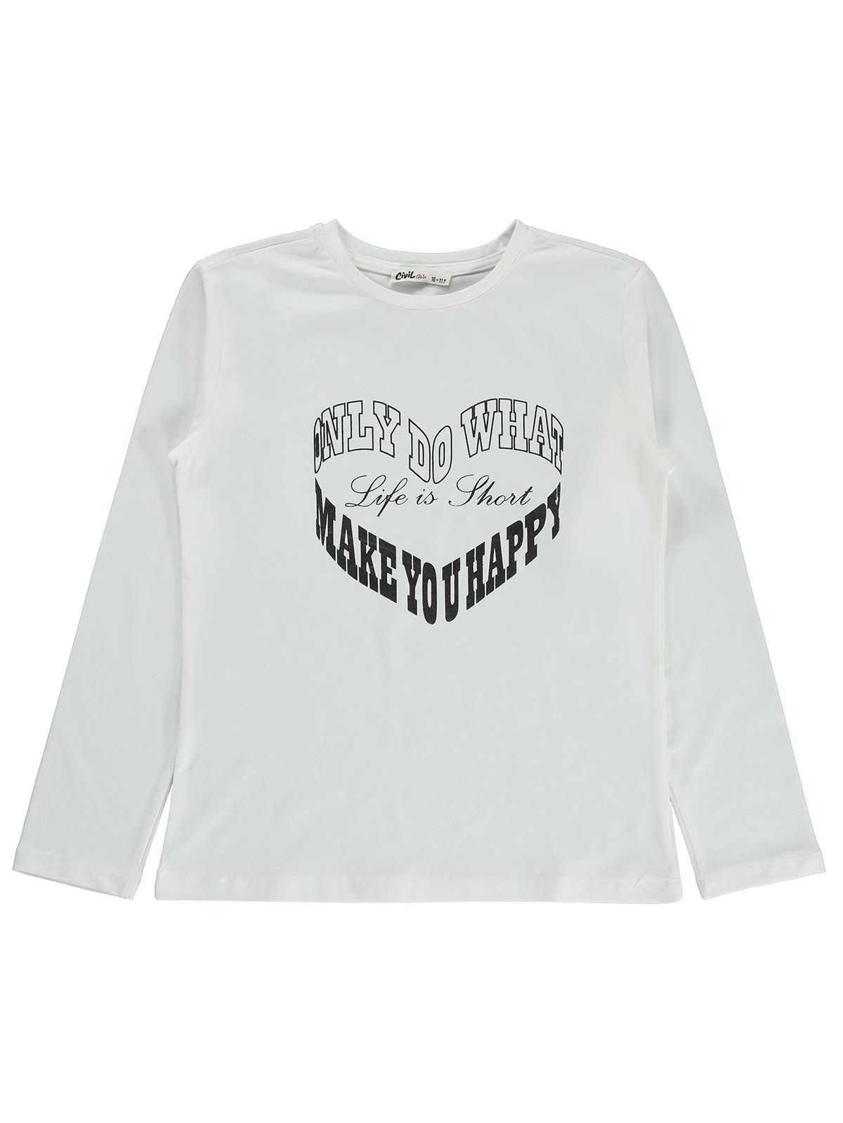 Civil Girls Wake You Happy Baskılı 10-13 Yaş Sweatshirt - Ekru