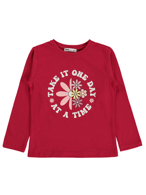 Civil Girls Take It One Day Baskılı 6-9 Yaş Sweatshirt Km - Kırmızı