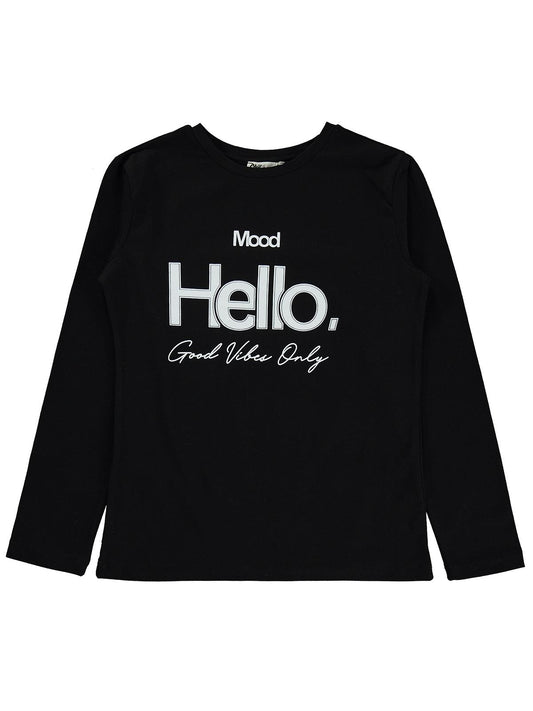 Civil Girls Hello Baskılı 10-13 Yaş Sweatshirt - Siyah