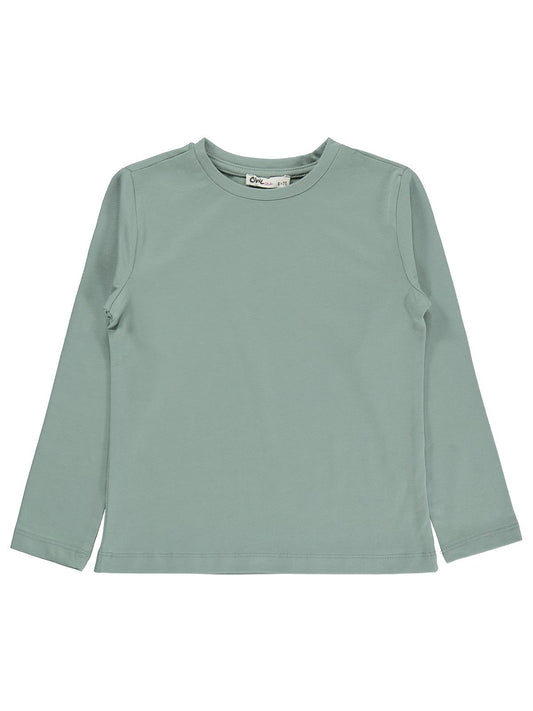 Civil Kız Çocuk Basic Sweatshirt | Likralı Süprem Uzun Kol | Okul Kreş ve Günlük Kullanım - Yeşil