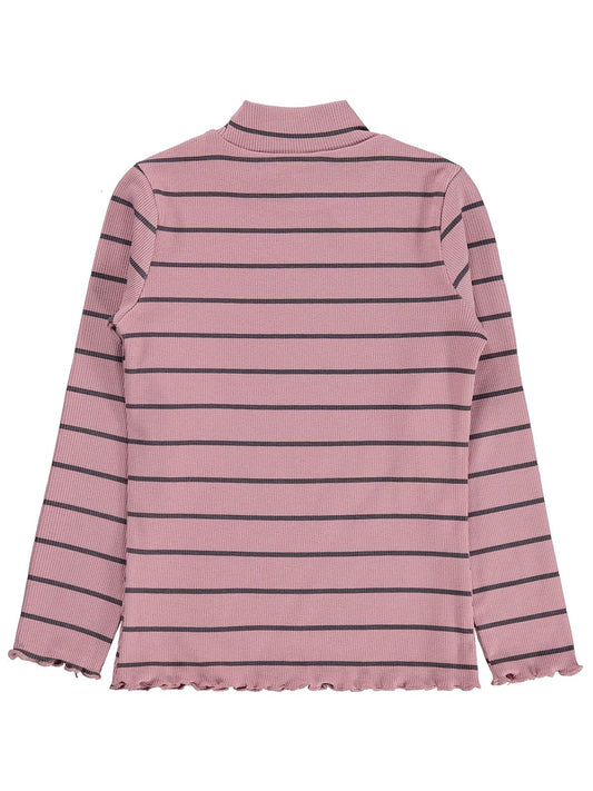Civil Girls Çizgili Balıkçı Yaka 6-9 Yaş Sweatshirt - Pembe