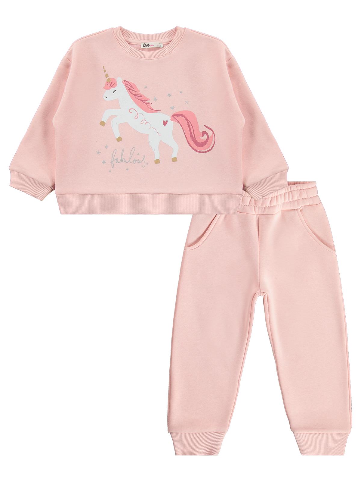Civil Girls Unicorn Baskılı 2-5 Yaş Eşofman Takımı - Pembe