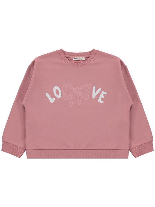 Civil Girls Love Baskılı 6-9 Yaş Sweatshirt - Pembe