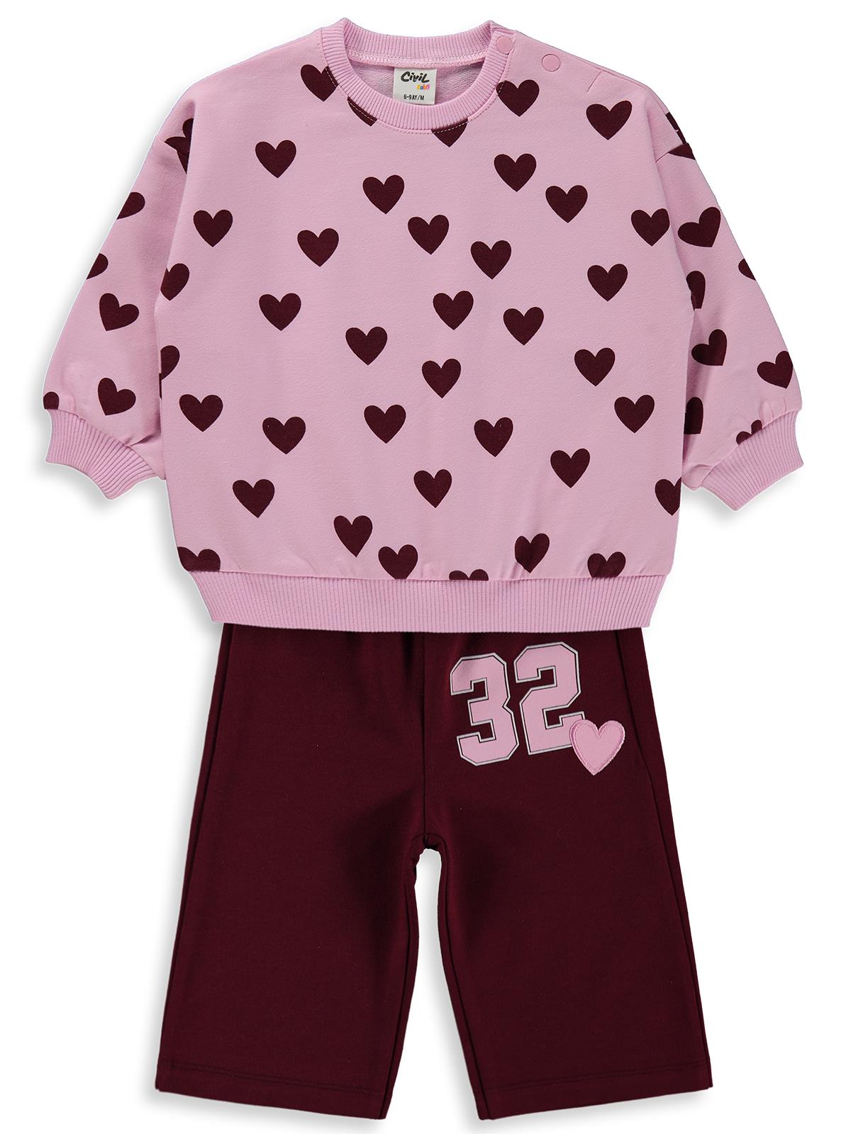 Civil Baby Kalp Empirme 6-18 Ay Takım - Pembe