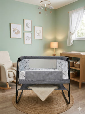 Kujju Sedef Anne Yanı Bebek Beşiği 50x90 Cm - Gri