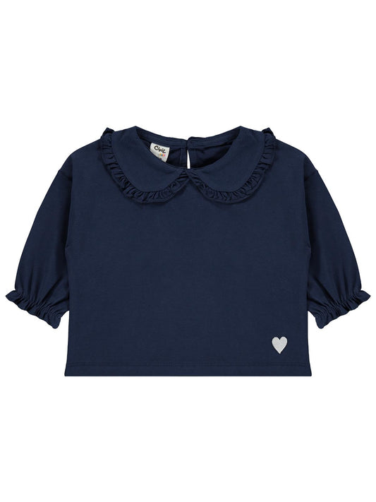 Civil Baby Bebe Yakalı Kalp Nakış 6-18 Ay Sweatshirt - Lacivert