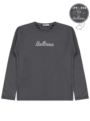 Civil Girls Ballerina Baskılı 10-13 Yaş Sweatshirt - Gri