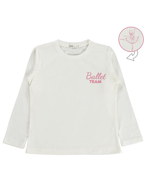 Civil Girls Ballet Team Baskılı 6-9 Yaş Sweatshirt - Ekru