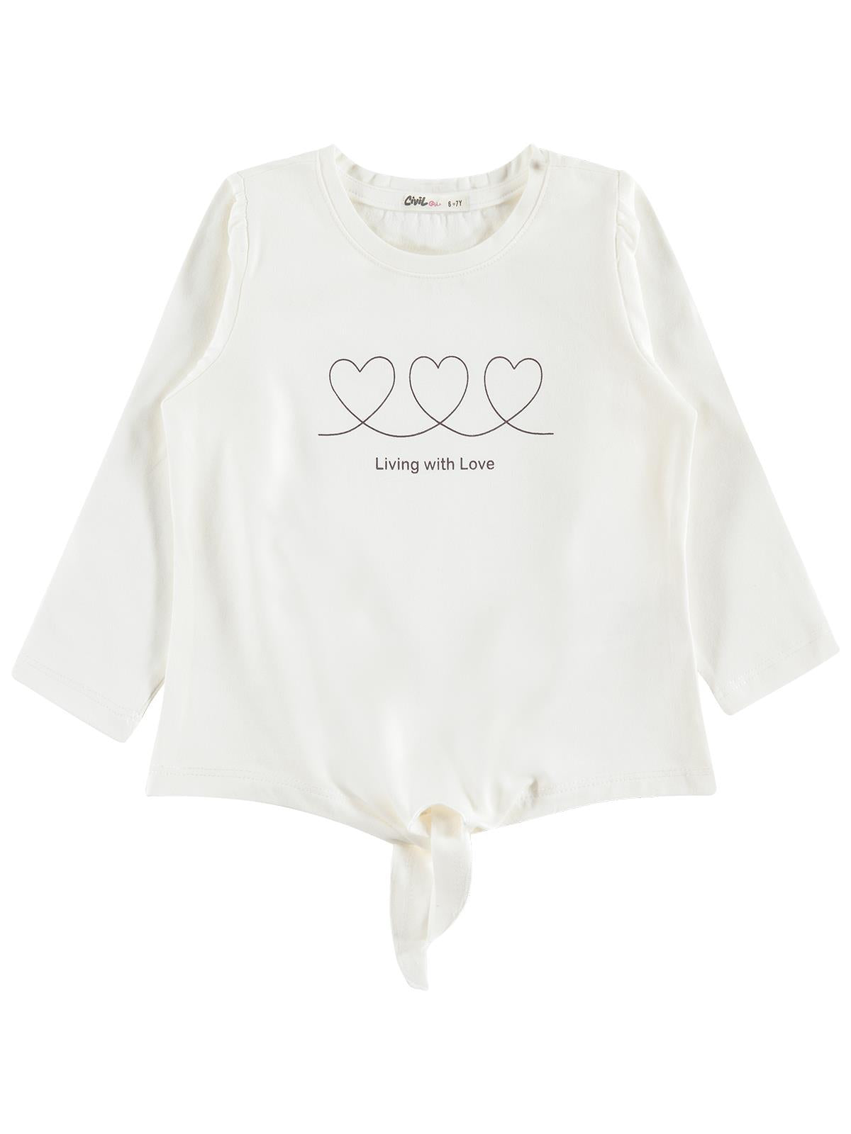 Civil Girls Living with Love Yazılı 6-9 Yaş Sweatshirt - Ekru