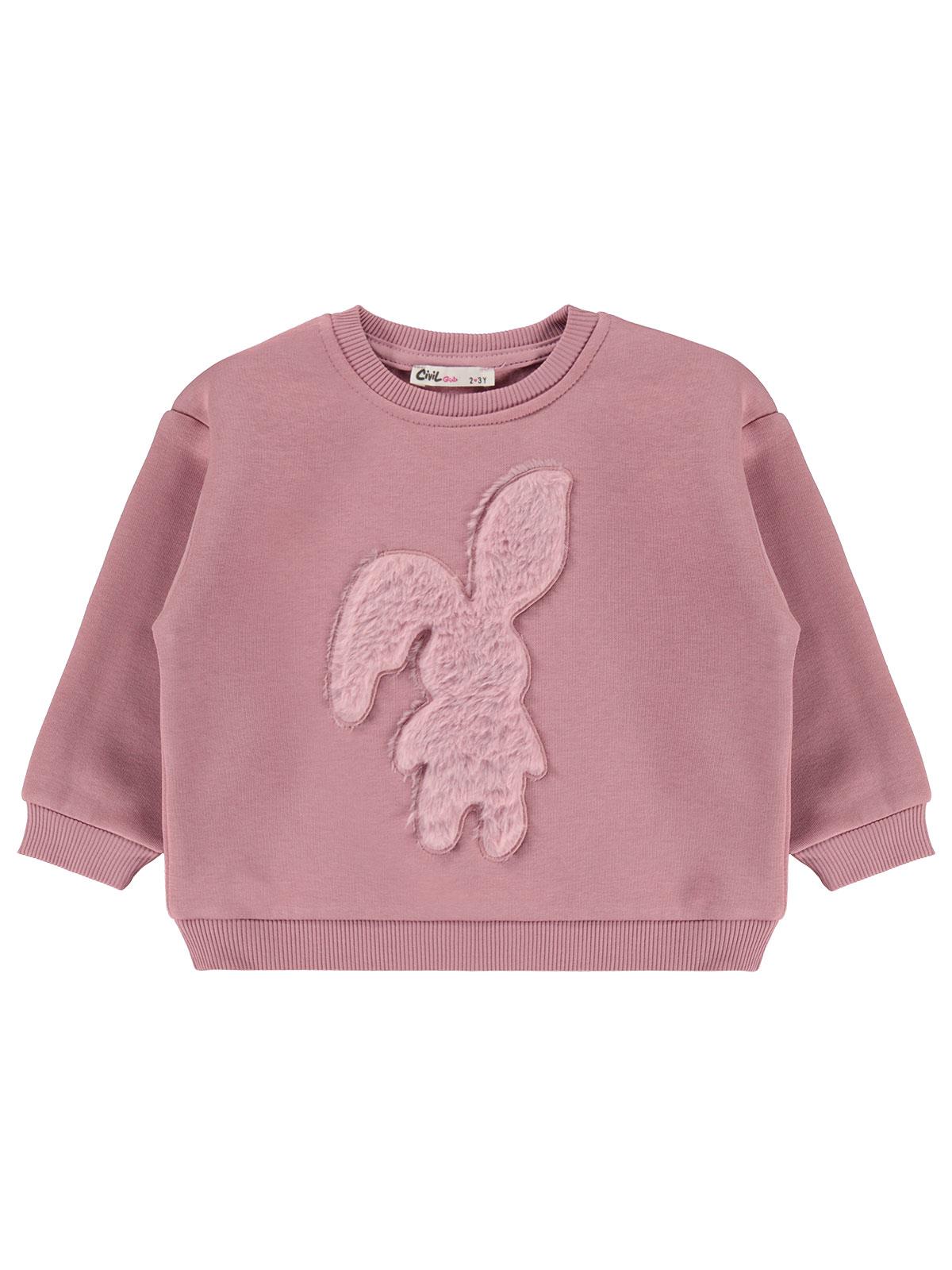 Civil Girls Tavşan Nakışlı 2-5 Yaş Sweatshirt - Pembe