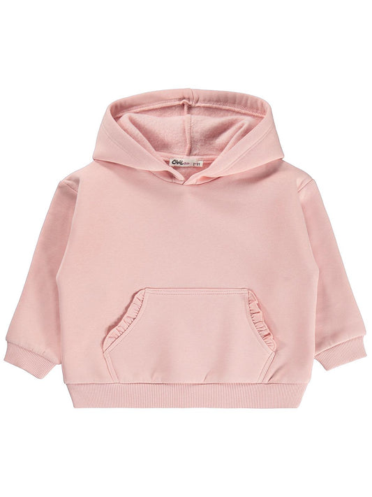 Civil Girls Kanguru Cepli Fırfırlı 2-5 Yaş Sweatshirt - Pembe