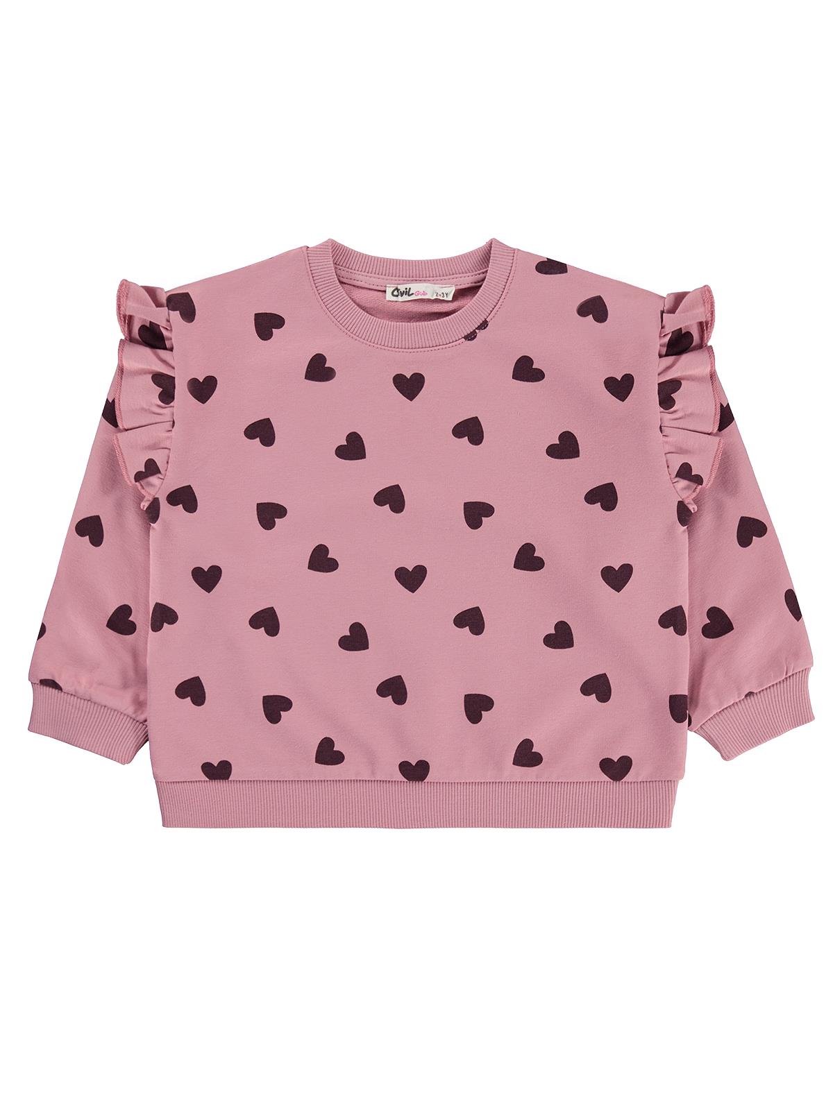 Civil Girls Kalp Desenli 2-5 Yaş Sweatshirt - Pembe