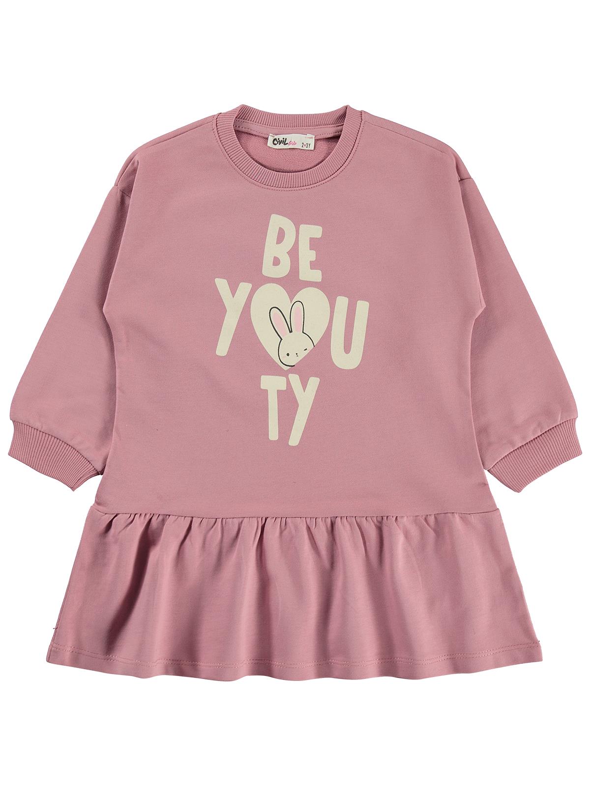 Civil Girls Be You TY Baskılı 2-5 Yaş Elbise - Gri