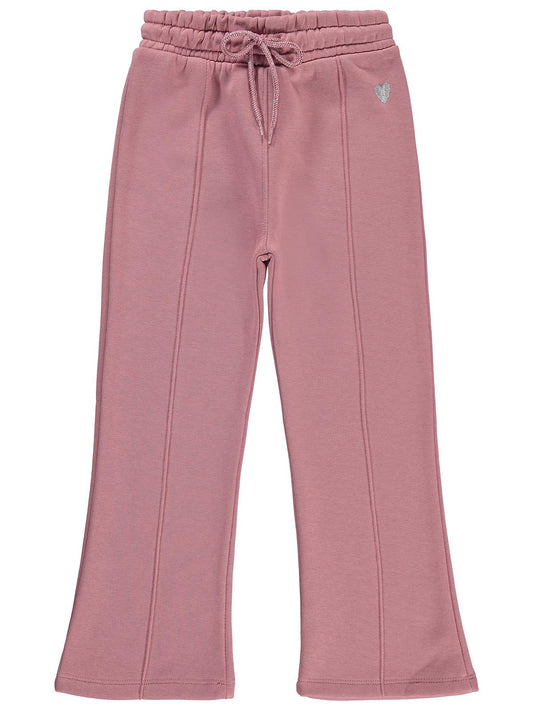 Civil Kız Çocuk Kalp Nakışlı Eşofman Altı | 3 İp Nakışlı | Okul Kreş ve Günlük Kullanım - Pembe