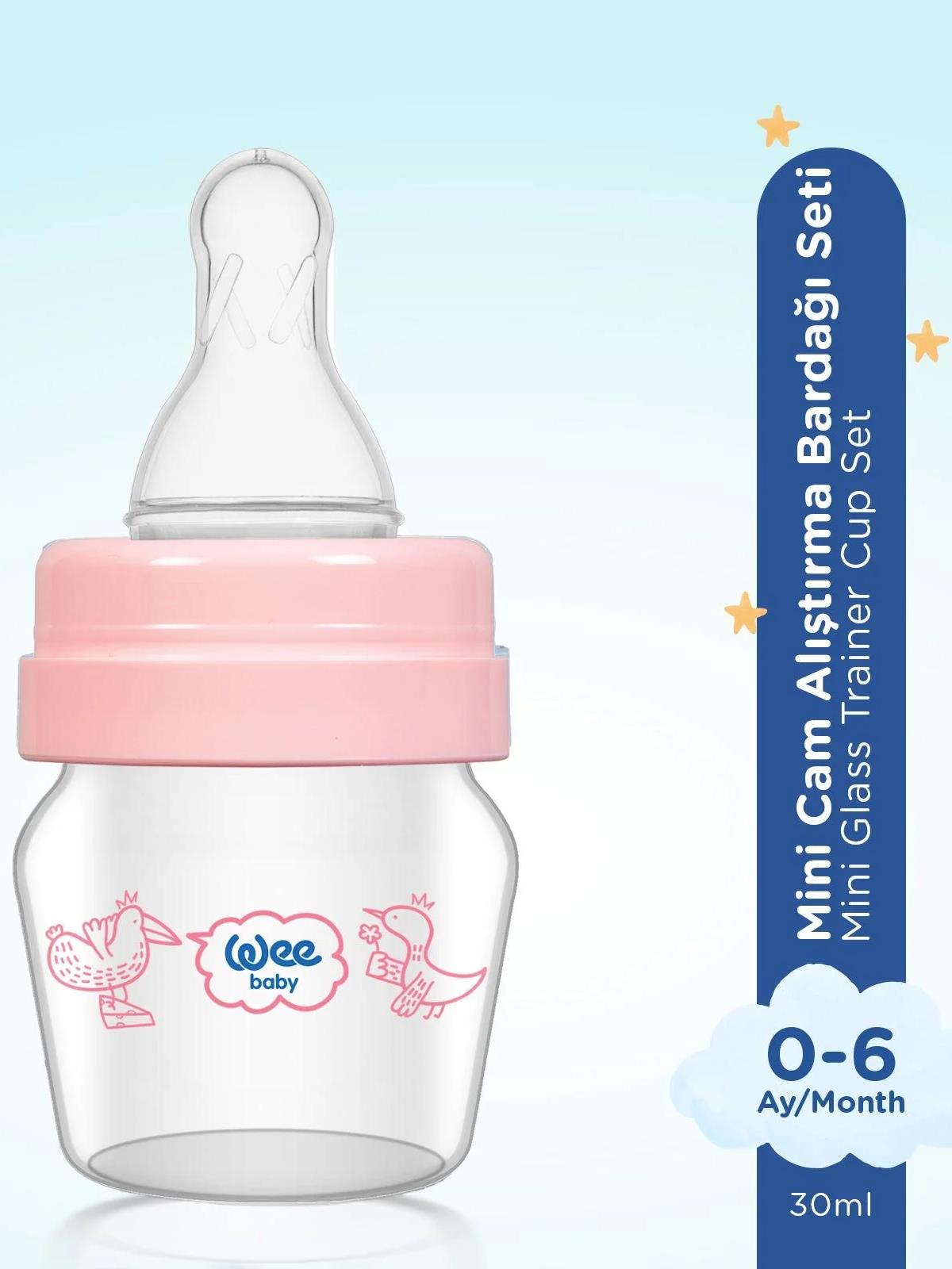Wee Baby Mını Cam Alıstırma Bardagı Setı 30 Ml. - Pembe