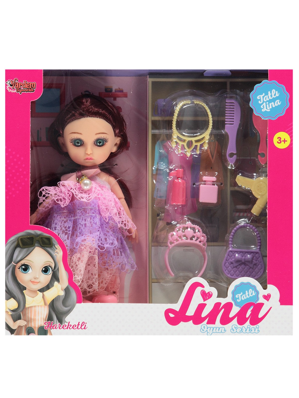 Vardem Oyuncak Kutulu Aksesuarlı Tatlı Lina Bebek - Lila