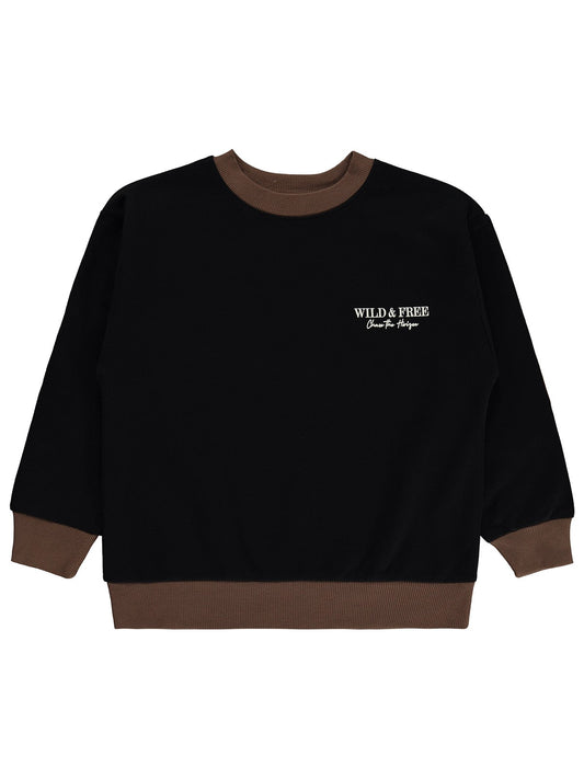 Civil Boys Dirsek Yamalı 6-9 Yaş Sweatshirt - Siyah