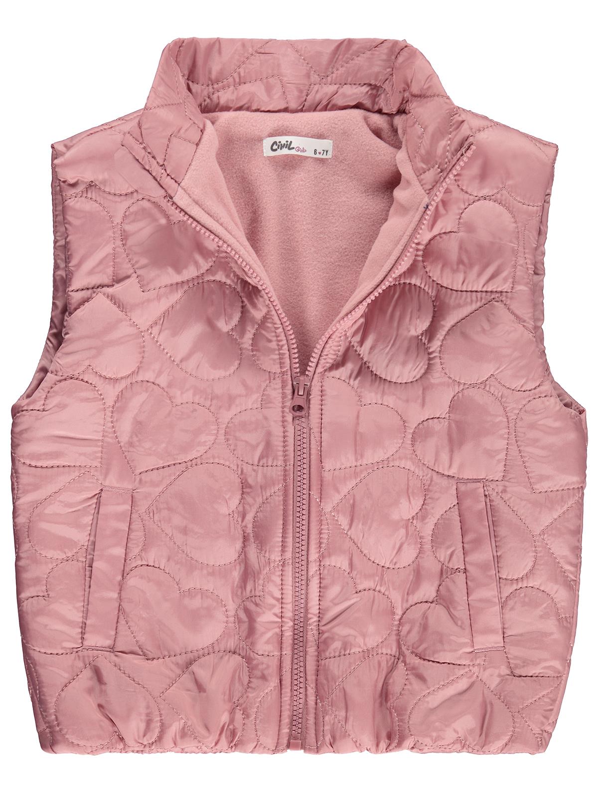 Civil Girls Kalpli Kapitone 6-9 Yaş Yelek - Pembe