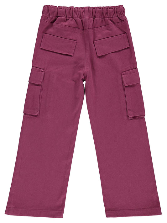 Civil Kız Çocuk Kargo Cepli Pantolon | Gabardin | Okul Kreş ve Günlük Kullanım - Lila