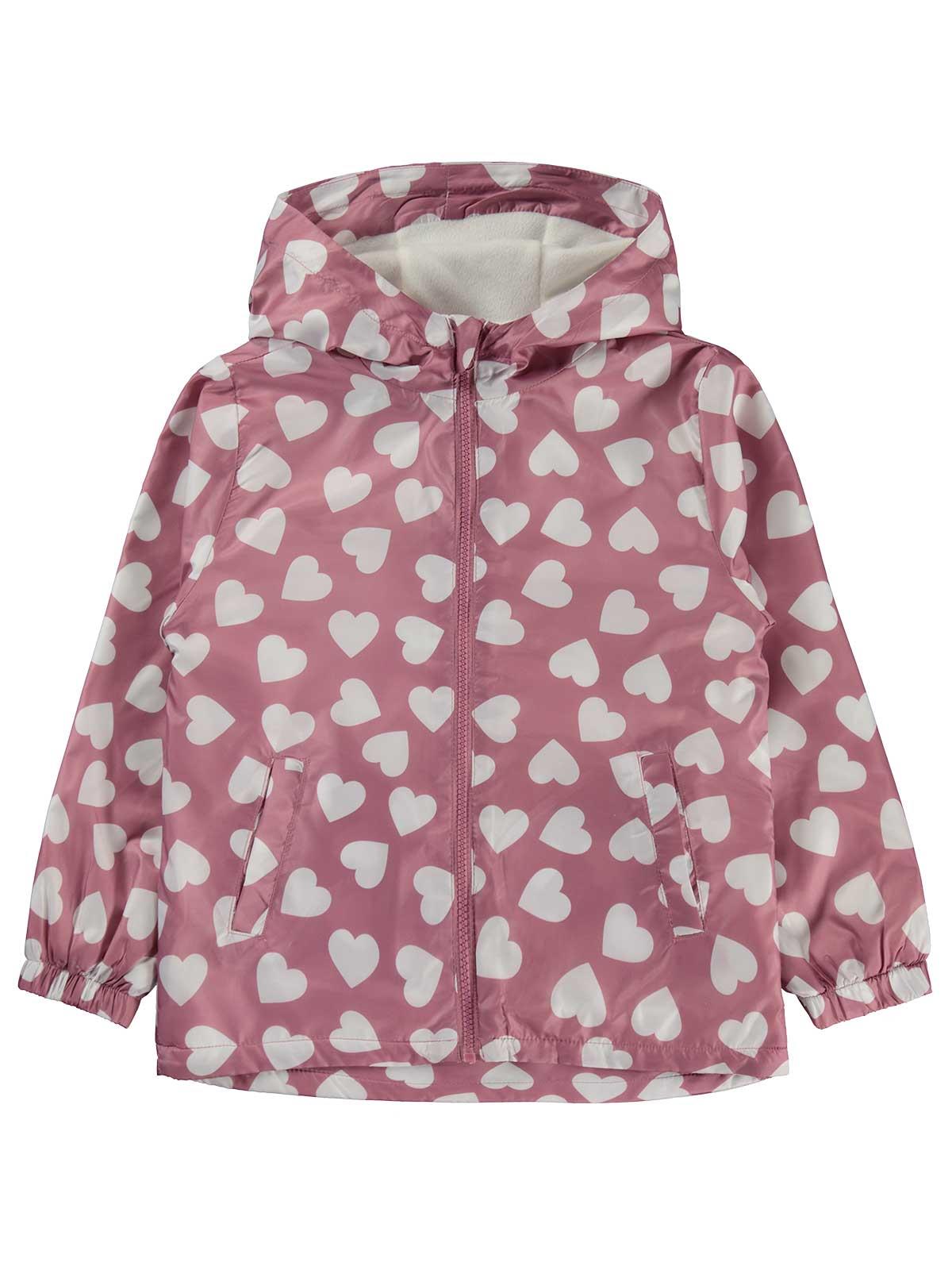 Civil Girls Kalp Desenli 6-9 Yaş Yağmurluk - Pembe