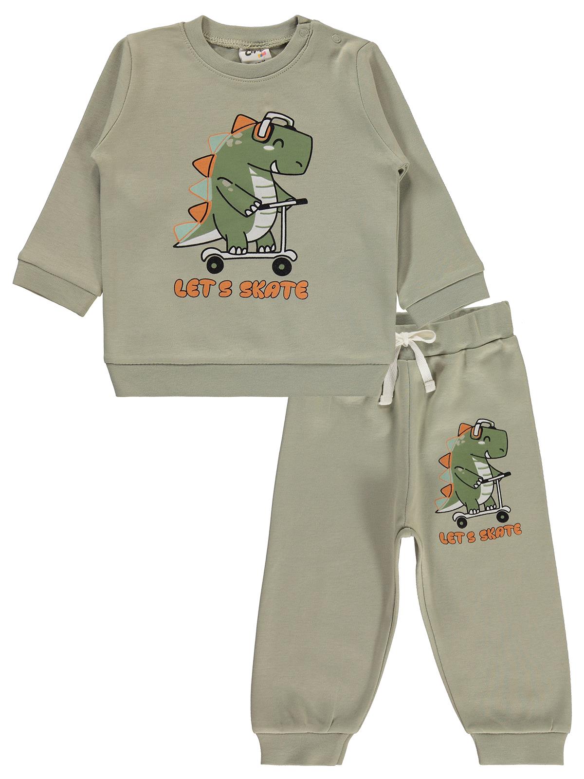 Civil Baby Dinozor Baskılı 6-18 Ay Takım - Haki
