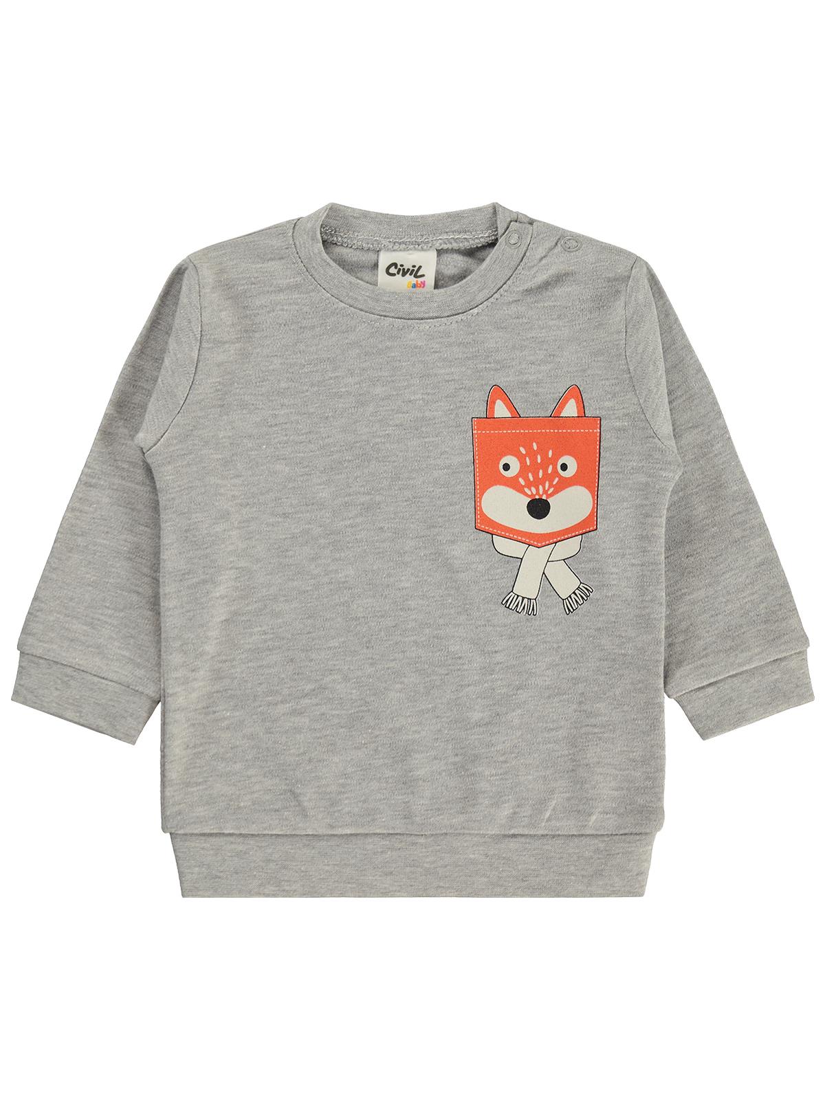 Civil Baby Tilki Baskılı 6-18 Ay Sweatshirt - Gri